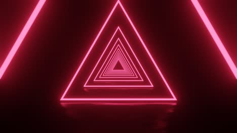 animación de vuelo en un túnel futurista abstracto con triángulos de neón rosado. gráfico de movimiento de ciencia ficción de bucle sin costuras