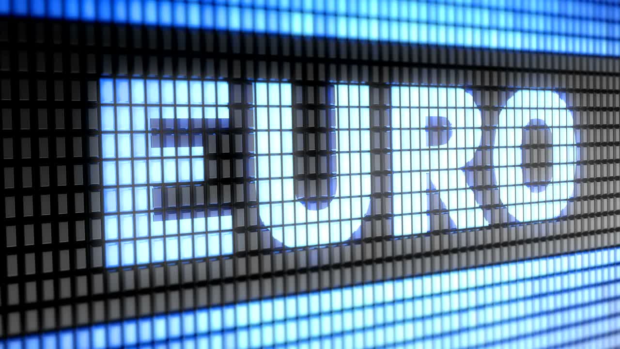 "euro" en la pantalla. resolución de 4k. en bucle.