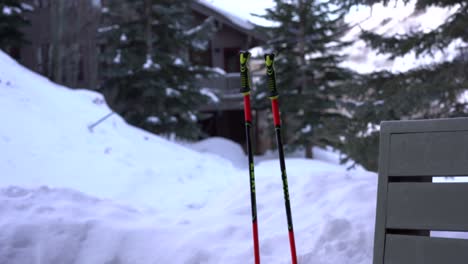 skis at ski resort 4k