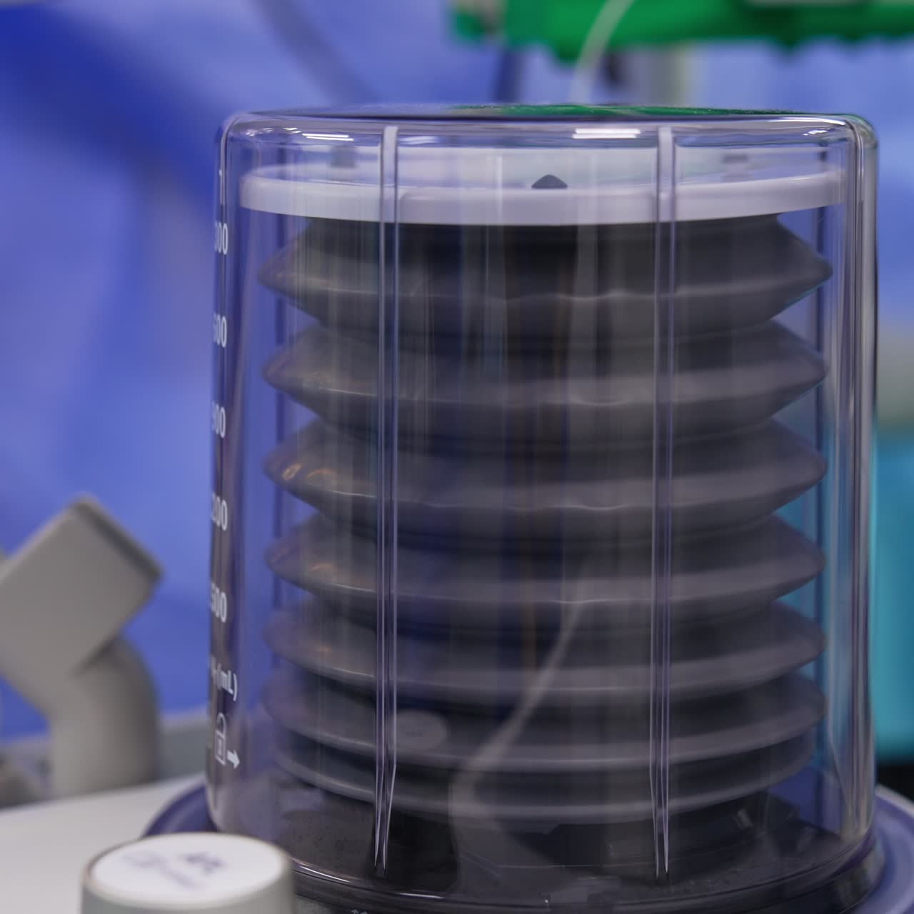 Apparatus pumping air working in the surgery room. Equipment for artificial lung ventilation system in modern hospitals. Close up