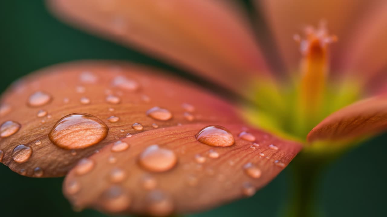A Close-Up View of Water Drops on a Beautiful Petal Highlighting the Intricacies of Nature's Design and the Wonder of Floral Beauty