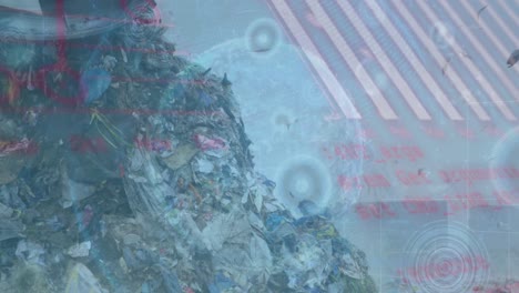 animación del procesamiento de datos sobre el vertedero de basura