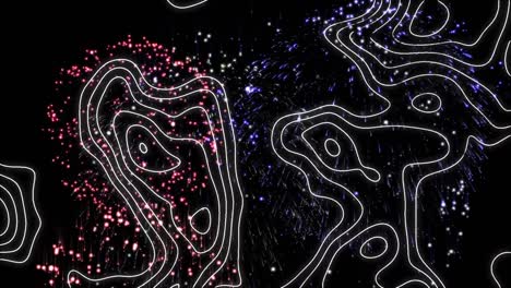 animación de coloridos fuegos artificiales múltiples y formas que se mueven sobre un fondo negro