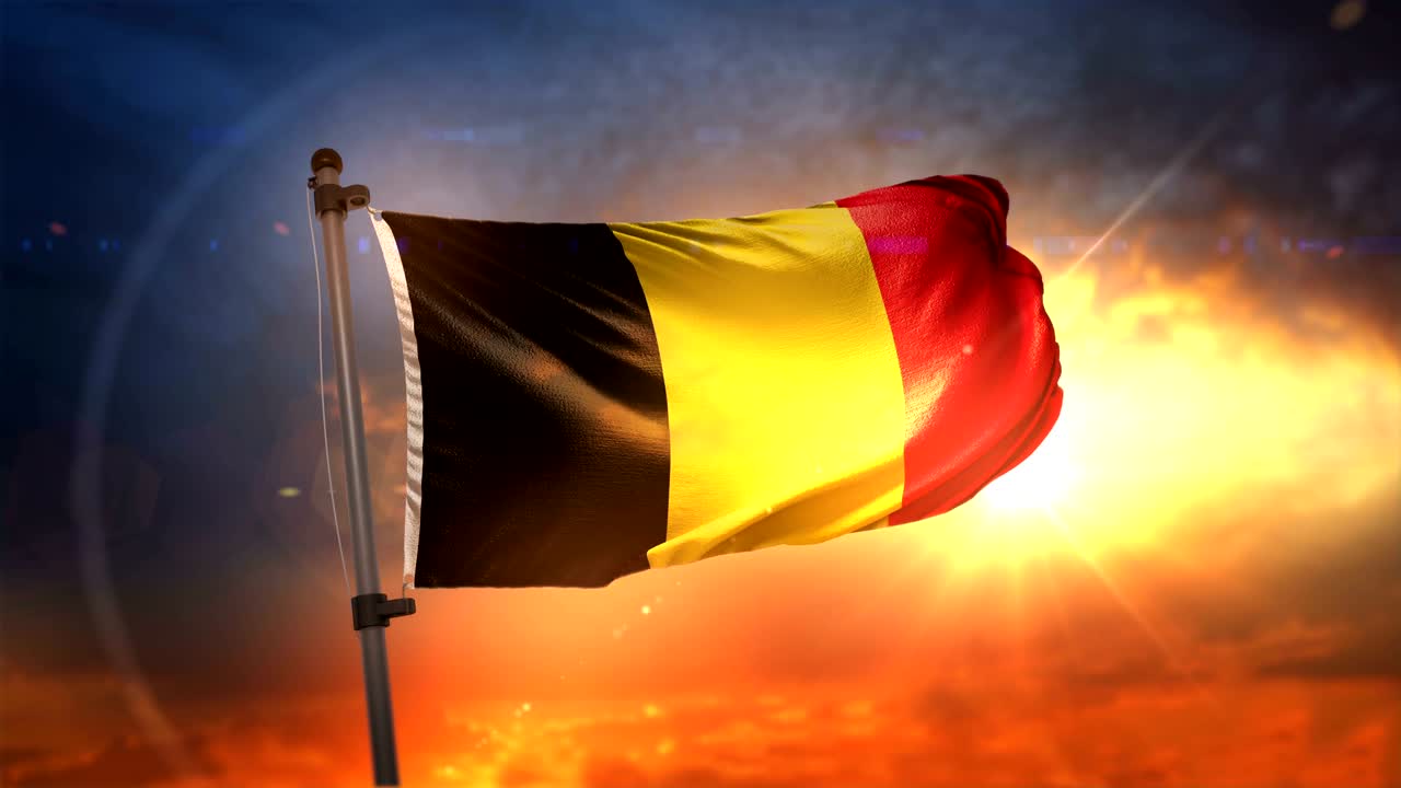 벨기에 발은 아름다운 해가 뜨는 순환 속도 느린 동작 4k에서 백라이트됩니다.