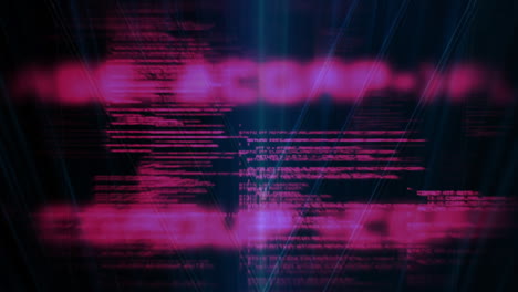 pink code lines animation over dark background with blue light effects