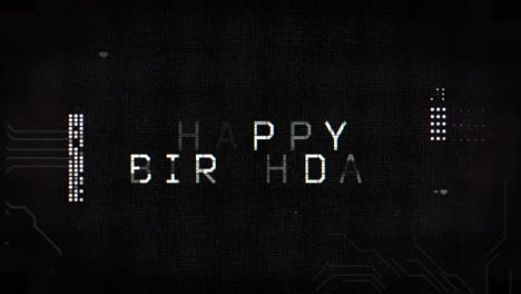 diseño de placa de circuito moderno saludo de cumpleaños con feliz cumpleaños en fuente estilizada