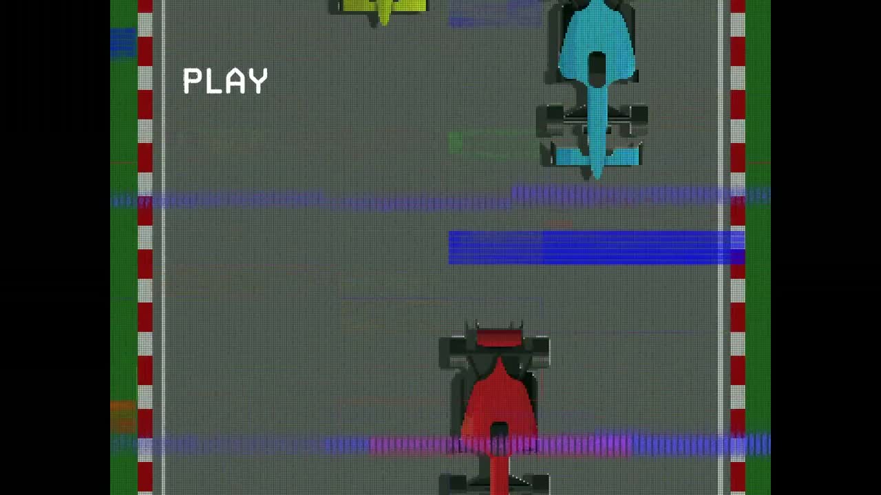 배경에 자동차 경주 게임과 함께 화면 위에서 플레이 디지털 인터페이스의 애니메이션