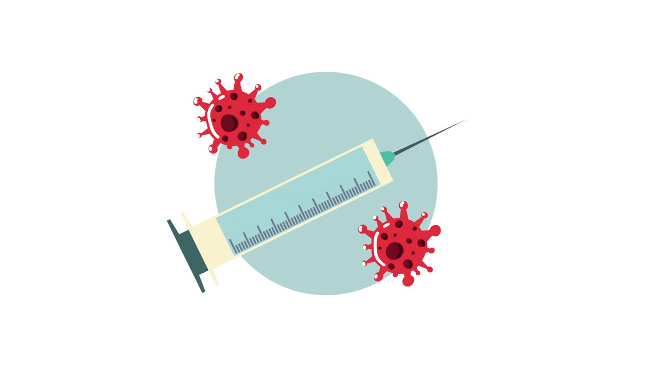 covid19 vaccine syringe with particles