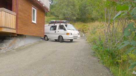 car driving out of driveway in norway