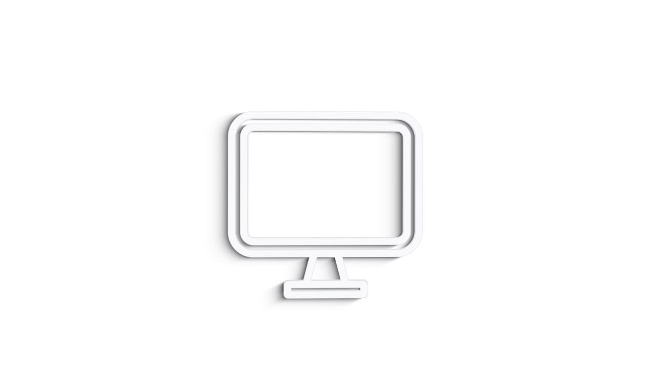 Grey computer line icon on white background. Front view. 4K Video motion graphic animation