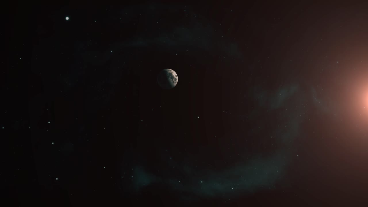 4k lua iluminada pelo sol no espaço escuro