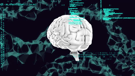 animazione del cervello digitale e della rete di connessioni attraverso l'elaborazione dei dati su sfondo nero