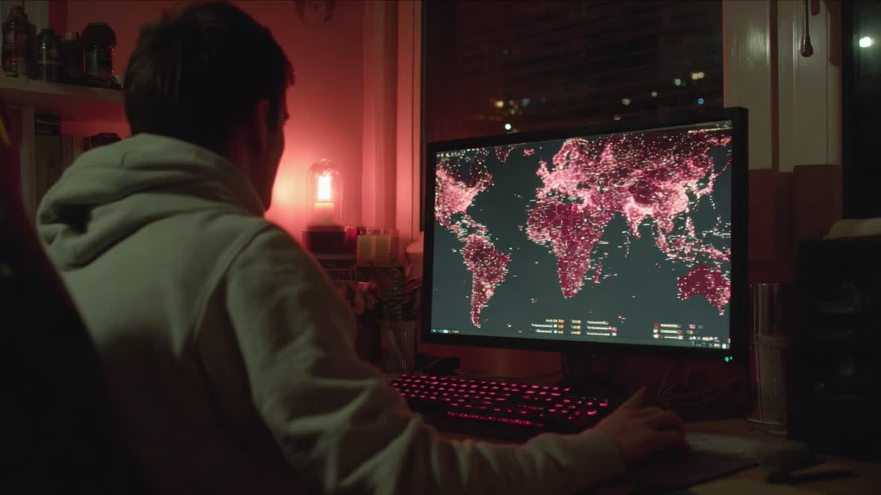 Exploring Global Patterns: A User Analyzes Interactive Data Visualizations on a Computer Screen Illuminated by Ambient Lighting