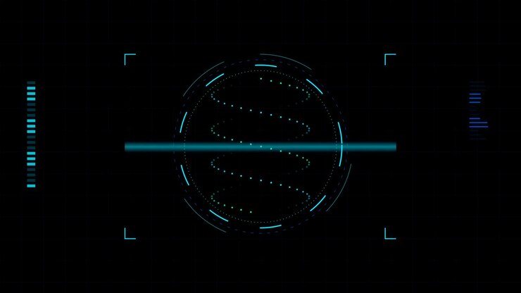Futuristic Digital HUD Interface with Rotating Spiral Data Visualization
