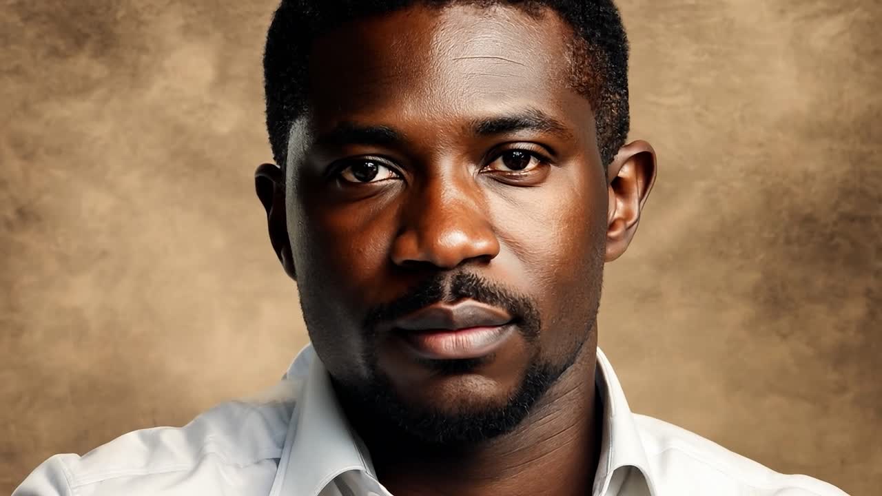 retrato de un hombre negro serio