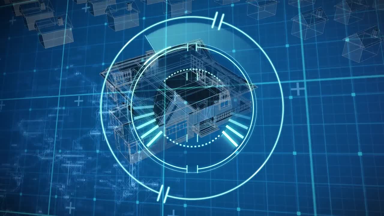 animación del círculo de procesamiento sobre proyectos de manguera sobre fondo azul