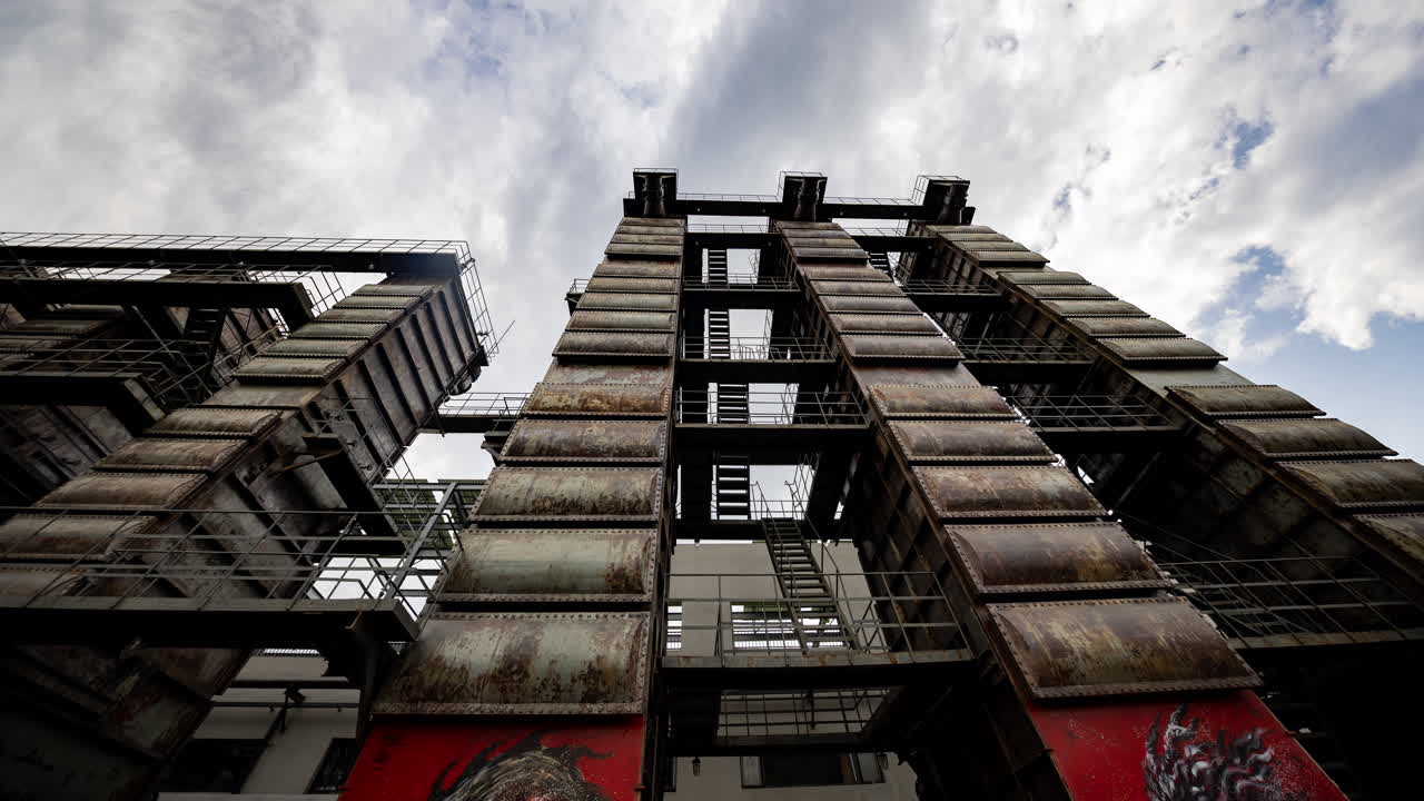 Timelapse of the Beijing city skyline from a high vantage point in vertical