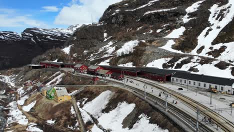 aerial: myrdal station on the bergen line