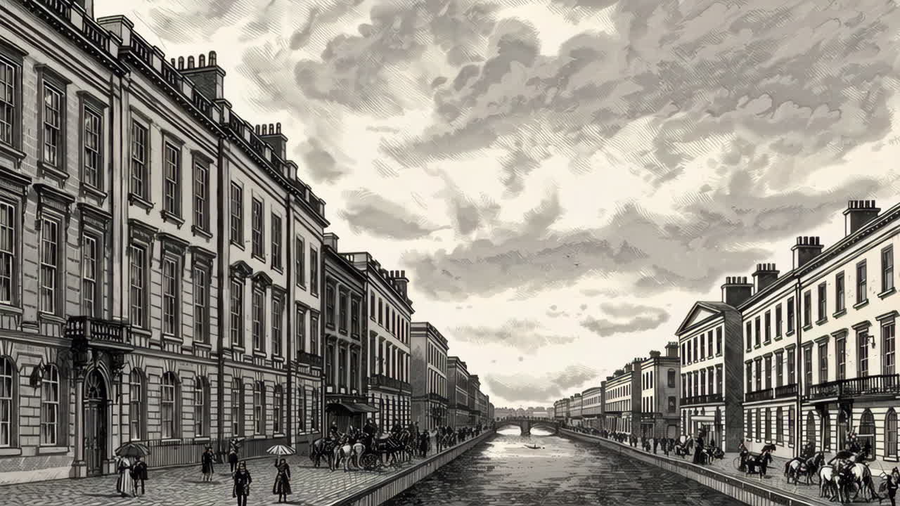 19th Century Historical Cityscapes: Urban Life, Grand Architecture, and Canals