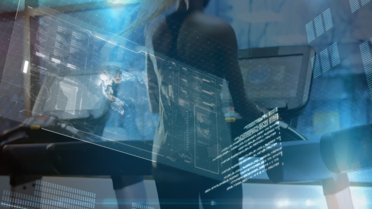 animación de la red de conexiones con el atleta en una cinta de correr