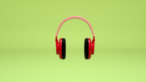 3d animation headphones spinning on a green background, loop animation. 3d rendering motion cartoon style music technology concept pastel colorful scene