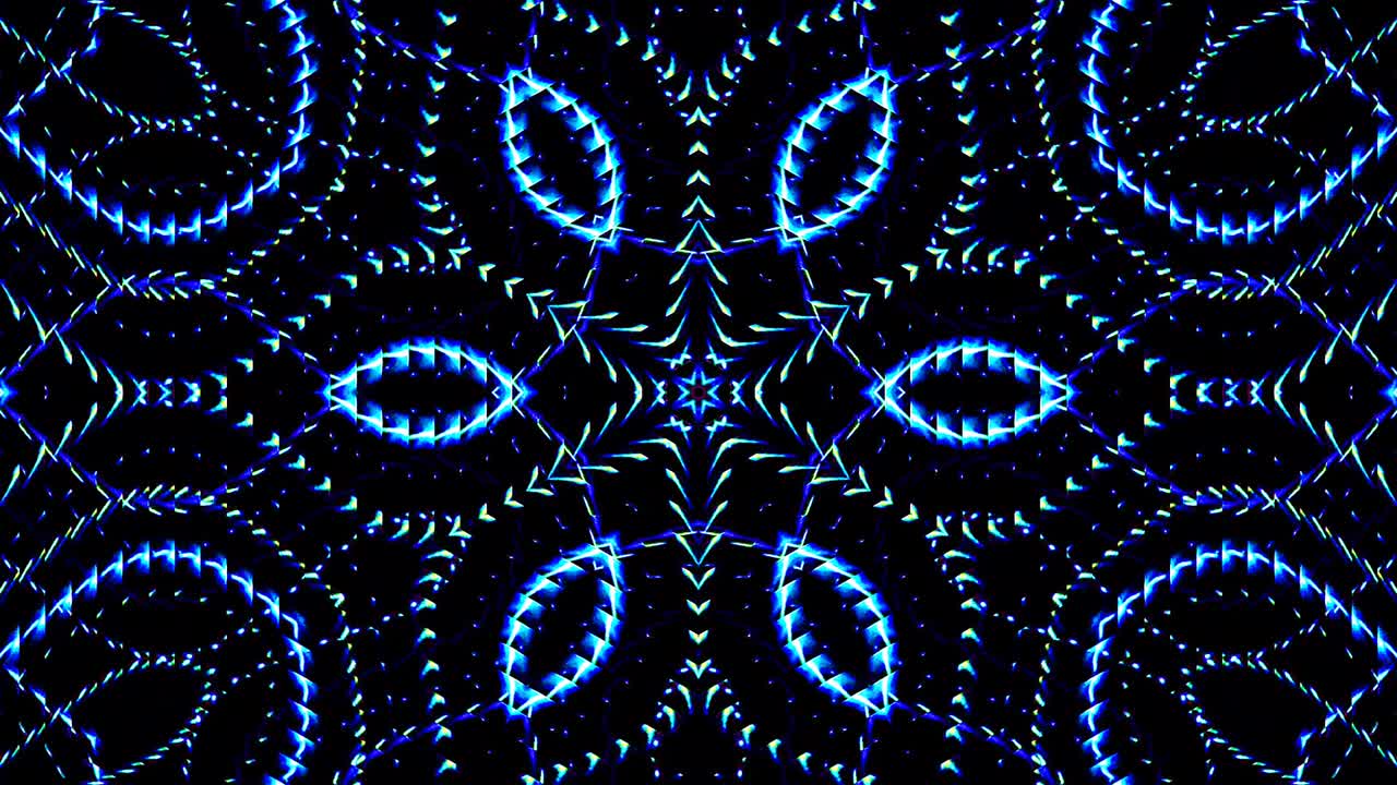 las líneas brillantes brillantes establecen un movimiento de onda azul, colorido, sobre un fondo negro