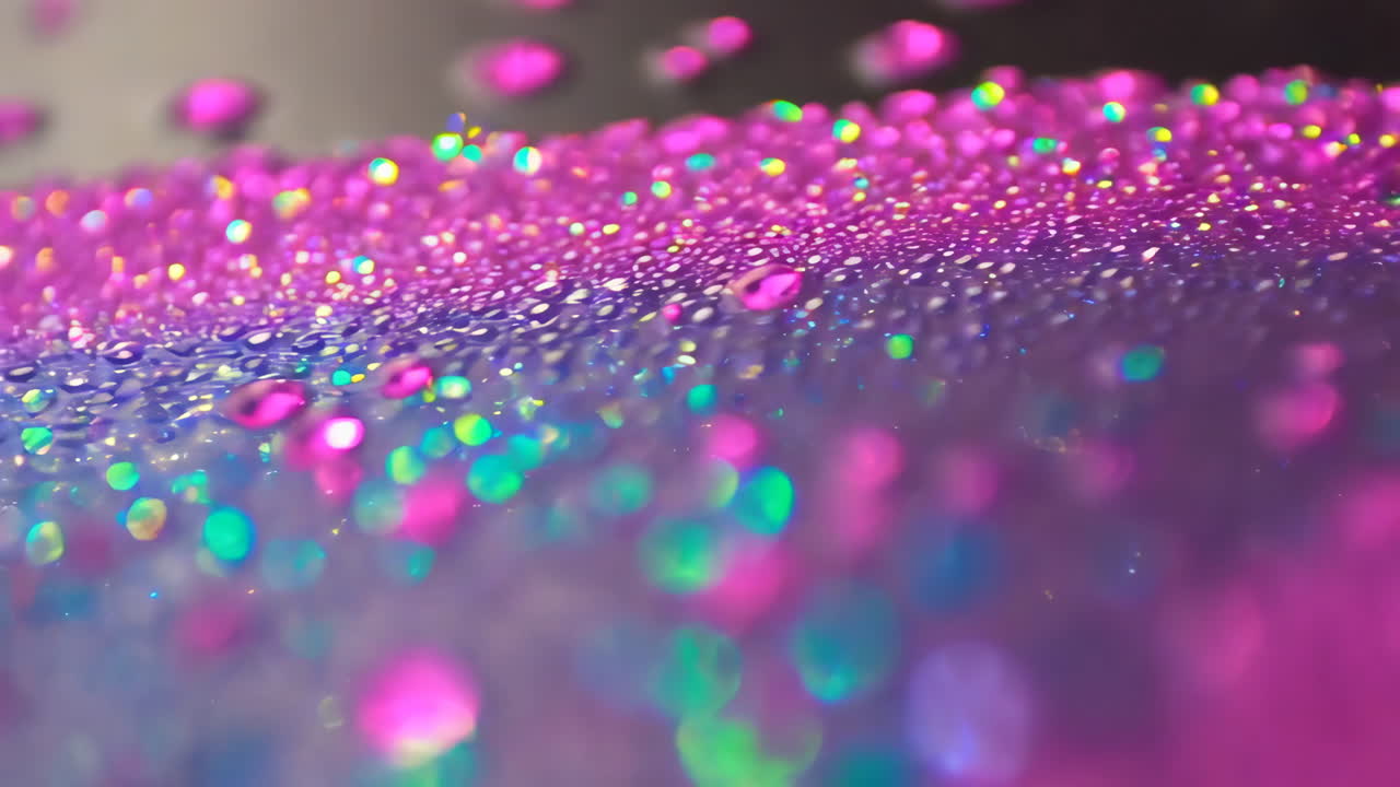 Iridescent Water Droplets and Glitter