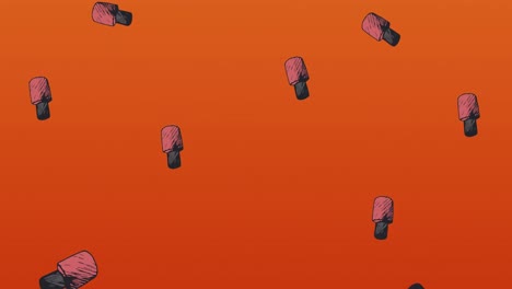 animación de esmalte de uñas repetido en fondo azul