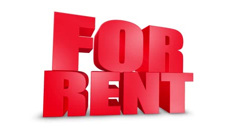 for rent 3d text on white alpha channel green screen advertising promotion discount offer sale 3d