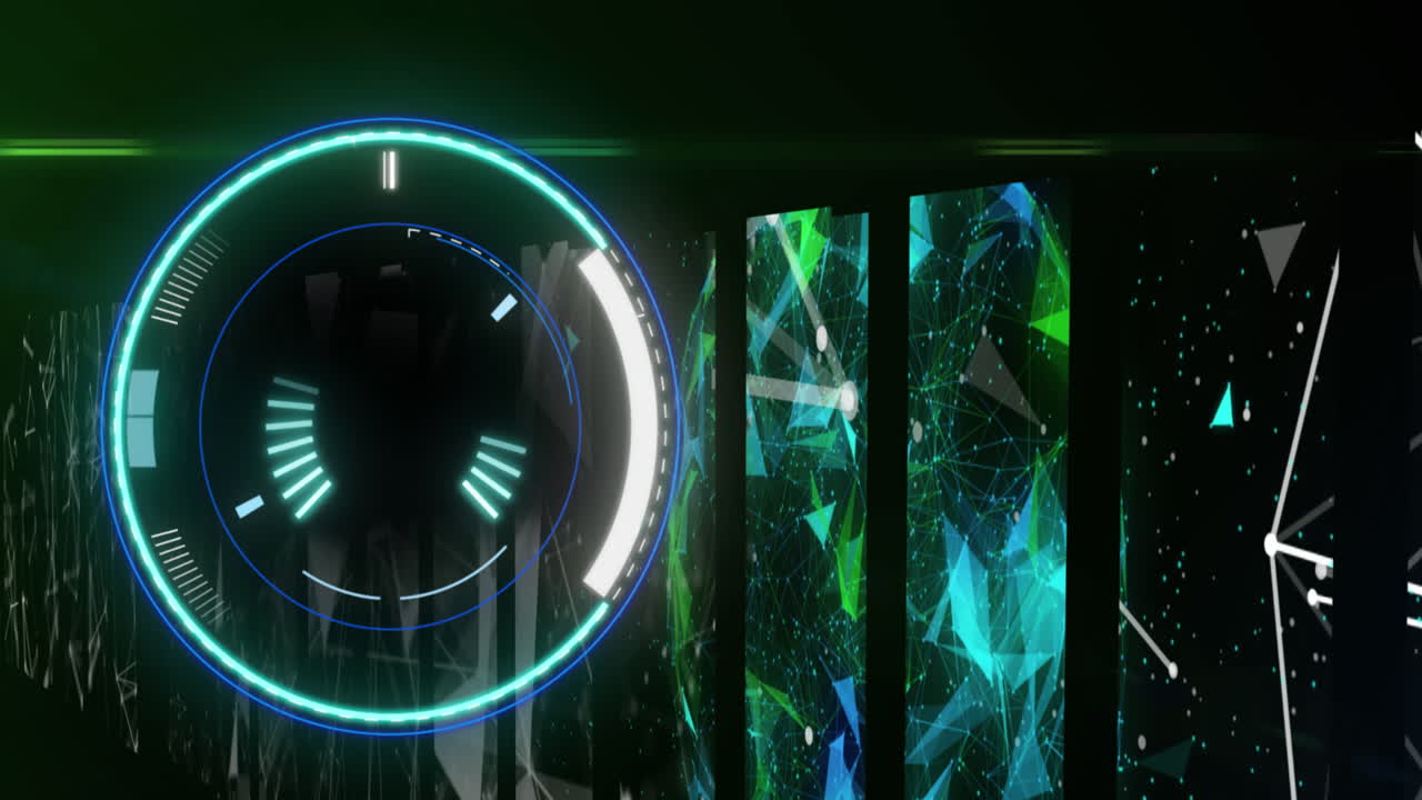 컴퓨터 서버를 통해 범위 스캐닝과 데이터 처리의 애니메이션