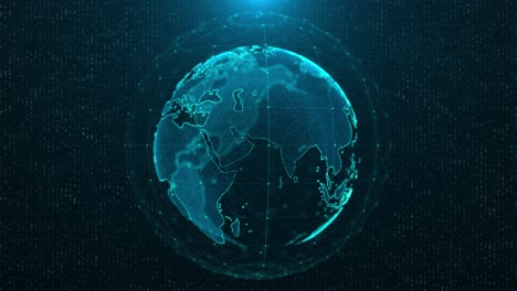 tecnología de comunicación red mundial global. conexión de red global y concepto de conexiones de datos. globo terrestre girando con fondo de movimiento futurista.