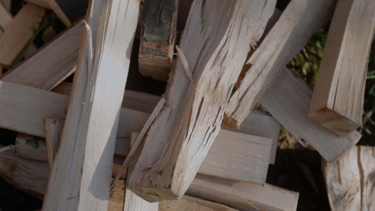 A pile of wooden logs