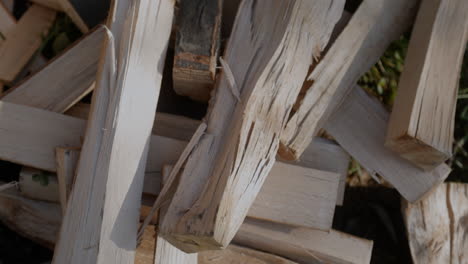 a pile of wooden logs