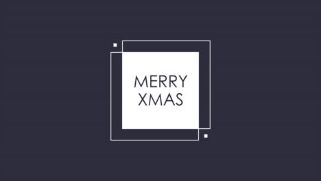 modern merry xmas text in frame on blue background