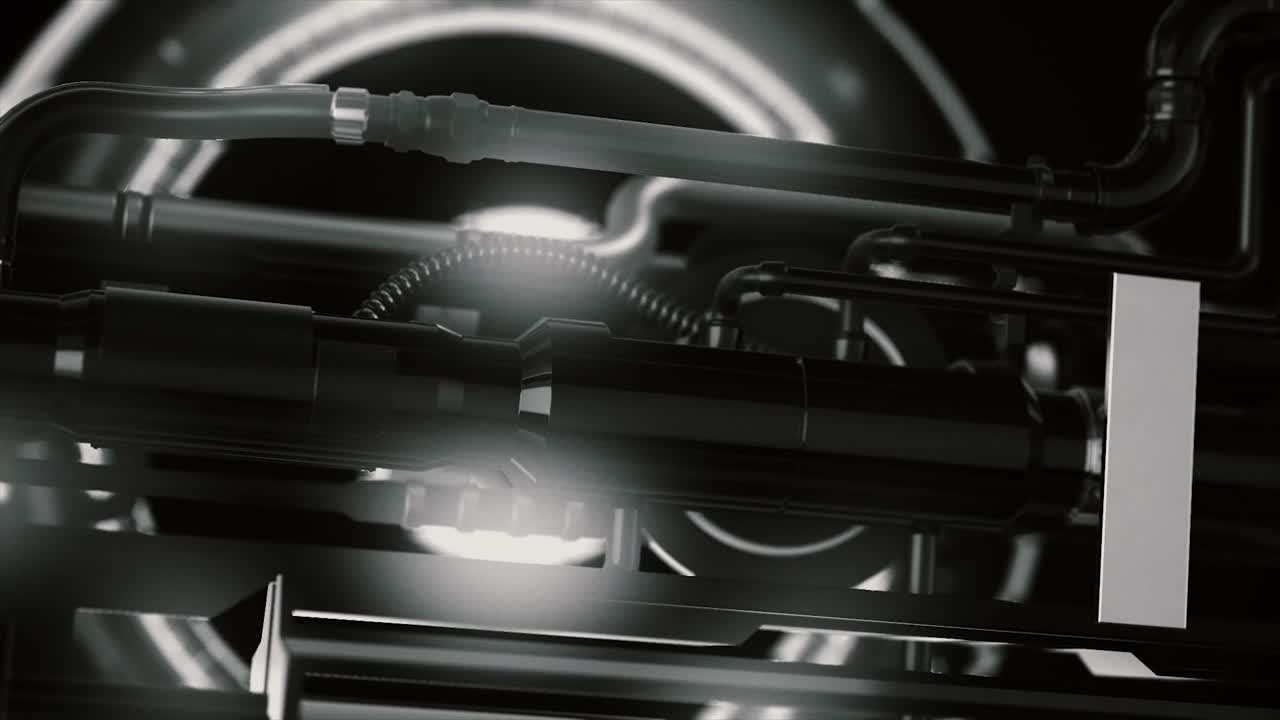 복잡한 기계 부품의 클로즈업 뷰