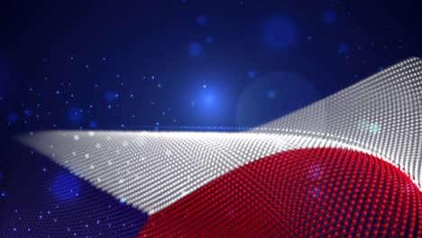 czech republic waving  flag on blue background with bright flares, motion loop