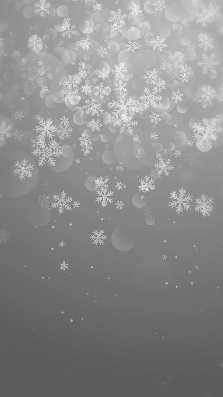 Silver winter abstract background. Christmas background with snowflakes. Loop animation. Vertical video.