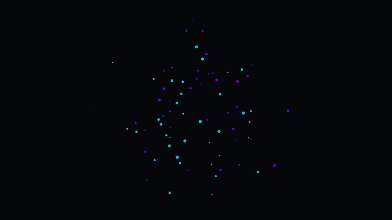 Abstract Motion Graphics of Floating Teal and Purple Particles