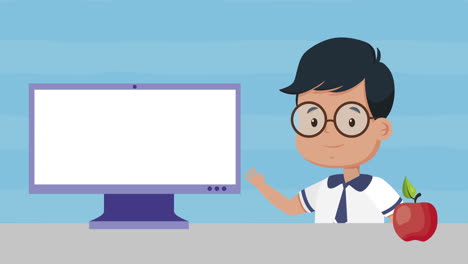 animación de personajes de niños estudiantes