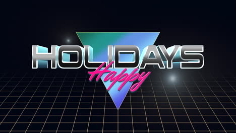 happy holidays vibrant neon logo shines on black background