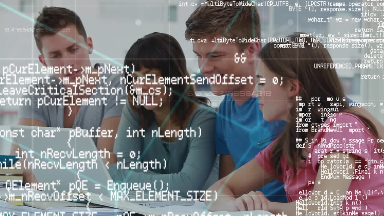 Group of college students studying together