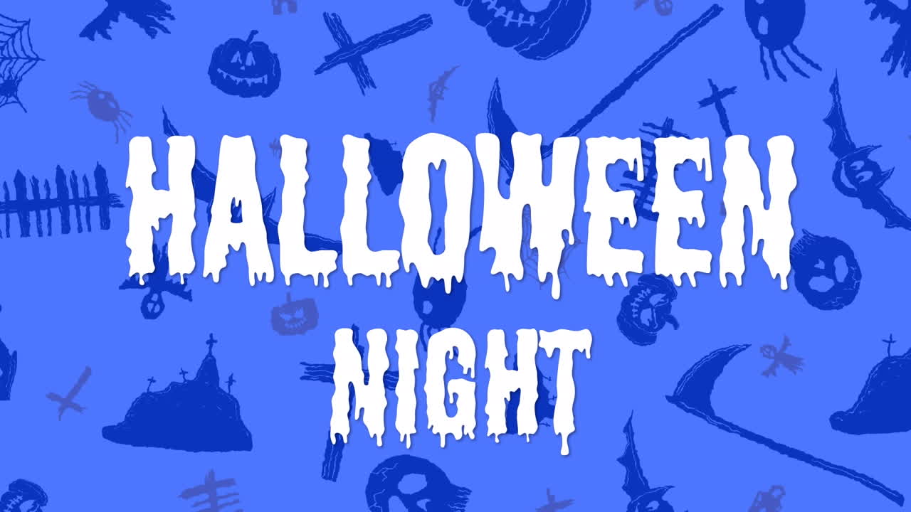 할로윈 밤의 애니메이션과 파란색 배경의 장식