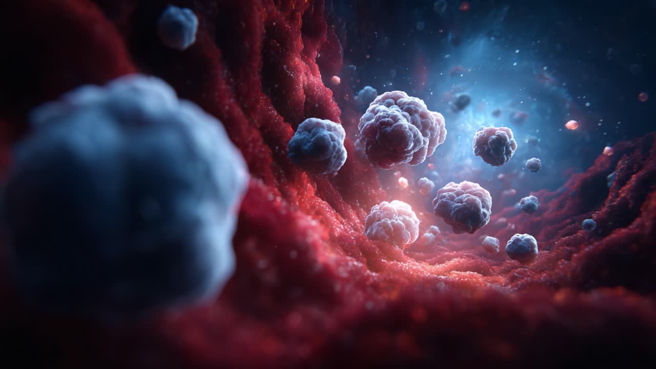 An Intricate Journey Through Microscopic Realms: Captivating Visuals of Cells and Biological Structures in a Lush, Dynamic Environment