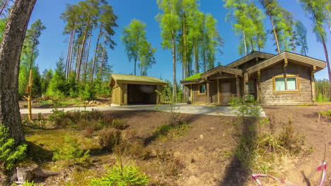 Isolated-Countryside-Wooden-House-During-Sunny-Day.-Timelapse