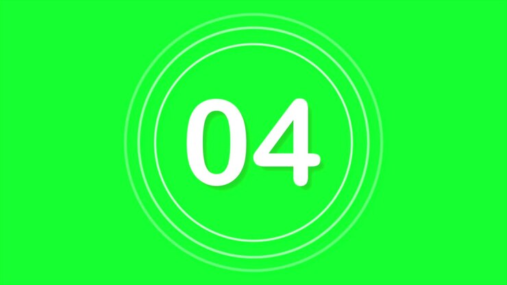 Countdown Timer isolated on green screen. Numbers start from 10 to 0. Simple motion graphic for intro, opening.