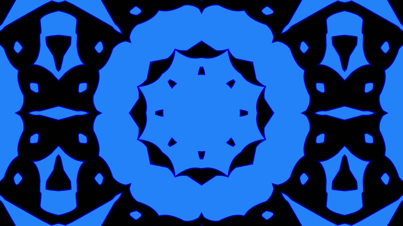 추상적인 파란색 기하학적 원활한 패턴 배경, 추상적인 줄무, 칼레도스코프 루프, 빠른 사이키델릭, 다채로운 칼레도코프 배경, 디스코 추상적인 모션 배경