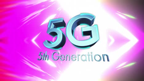 animación de texto de 5g de quinta generación en un fondo multicolor.