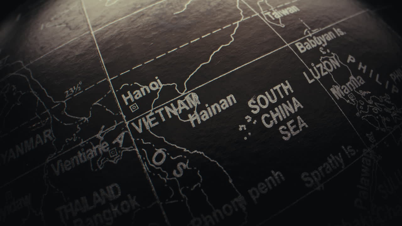Close-up of a World Globe Focusing on Southeast Asia