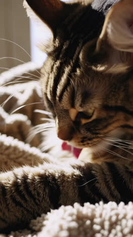 close-up of a cat grooming itself