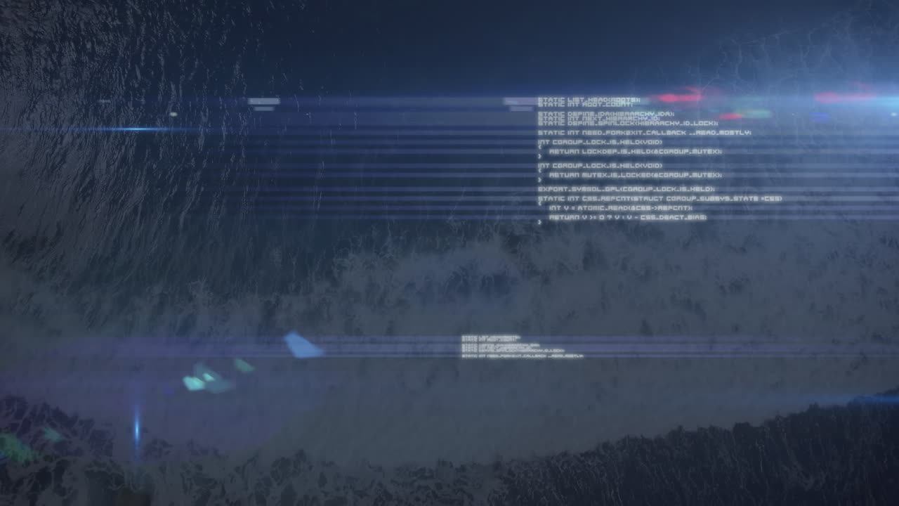 animación del procesamiento de datos sobre el paisaje marino